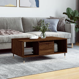 vidaXL - Salontafel - 90x50x36,5 - cm - bewerkt - hout - bruin - eikenkleur