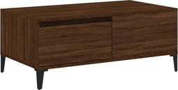 vidaXL - Salontafel - 90x50x36,5 - cm - bewerkt - hout - bruin - eikenkleur