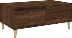 vidaXL - Salontafel - 90x50x36,5 - cm - bewerkt - hout - bruin - eikenkleur