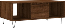 vidaXL - Salontafel - 90x50x36,5 - cm - bewerkt - hout - bruin - eikenkleur