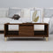 vidaXL - Salontafel - 90x50x36,5 - cm - bewerkt - hout - bruin - eikenkleur