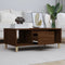 vidaXL - Salontafel - 90x50x36,5 - cm - bewerkt - hout - bruin - eikenkleur