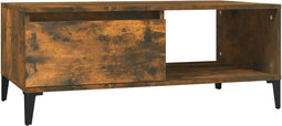 vidaXL - Salontafel - 90x50x36,5 - cm - bewerkt - hout - gerookt - eikenkleurig