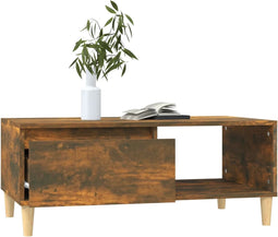 vidaXL - Salontafel - 90x50x36,5 - cm - bewerkt - hout - gerookt - eikenkleurig
