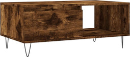 vidaXL - Salontafel - 90x50x36,5 - cm - bewerkt - hout - gerookt - eikenkleurig