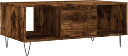 vidaXL - Salontafel - 90x50x36,5 - cm - bewerkt - hout - gerookt - eikenkleurig
