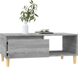 vidaXL - Salontafel - 90x50x36,5 - cm - bewerkt - hout - grijs - sonoma
