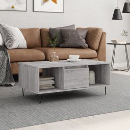 vidaXL - Salontafel - 90x50x36,5 - cm - bewerkt - hout - grijs - sonoma