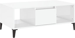 vidaXL - Salontafel - 90x50x36,5 - cm - bewerkt - hout - hoogglans - wit