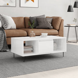 vidaXL - Salontafel - 90x50x36,5 - cm - bewerkt - hout - hoogglans - wit