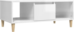 vidaXL - Salontafel - 90x50x36,5 - cm - bewerkt - hout - hoogglans - wit