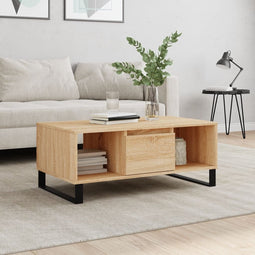 vidaXL - Salontafel - 90x50x36,5 - cm - bewerkt - hout - sonoma - eikenkleurig