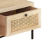 vidaXL - Salontafel - 90x50x37 - cm - massief - mangohout - en - natuurlijk - riet