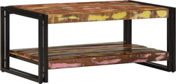 vidaXL - Salontafel - 90x50x38 - cm - massief - gerecycled - hout - meerkleurig
