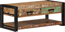 vidaXL - Salontafel - 90x50x38 - cm - massief - gerecycled - hout - meerkleurig