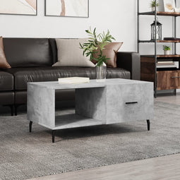 vidaXL - Salontafel - 90x50x40 - cm - bewerkt - hout - betongrijs