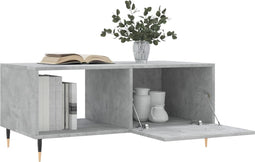 vidaXL - Salontafel - 90x50x40 - cm - bewerkt - hout - betongrijs