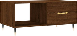vidaXL - Salontafel - 90x50x40 - cm - bewerkt - hout - bruin - eikenkleur