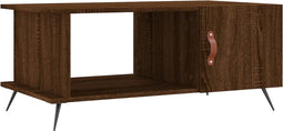 vidaXL - Salontafel - 90x50x40 - cm - bewerkt - hout - bruin - eikenkleur