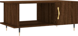 vidaXL - Salontafel - 90x50x40 - cm - bewerkt - hout - bruin - eikenkleur