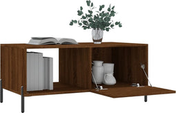 vidaXL - Salontafel - 90x50x40 - cm - bewerkt - hout - bruin - eikenkleur