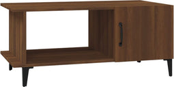 vidaXL - Salontafel - 90x50x40 - cm - bewerkt - hout - bruin - eikenkleur