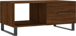 vidaXL - Salontafel - 90x50x40 - cm - bewerkt - hout - bruin - eikenkleur