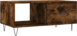vidaXL - Salontafel - 90x50x40 - cm - bewerkt - hout - gerookt - eikenkleurig