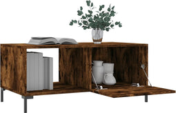 vidaXL - Salontafel - 90x50x40 - cm - bewerkt - hout - gerookt - eikenkleurig