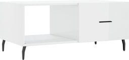 vidaXL - Salontafel - 90x50x40 - cm - bewerkt - hout - hoogglans - wit
