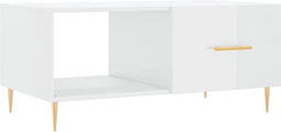 vidaXL - Salontafel - 90x50x40 - cm - bewerkt - hout - hoogglans - wit