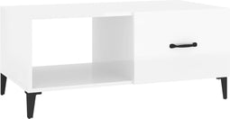 vidaXL - Salontafel - 90x50x40 - cm - bewerkt - hout - hoogglans - wit