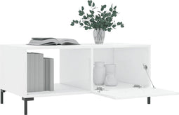 vidaXL - Salontafel - 90x50x40 - cm - bewerkt - hout - hoogglans - wit