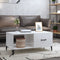 vidaXL - Salontafel - 90x50x40 - cm - bewerkt - hout - hoogglans - wit