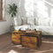 vidaXL - Salontafel - 90x50x41,5 - cm - bewerkt - hout - bruin - eikenkleur