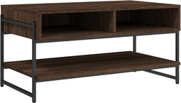 vidaXL - Salontafel - 90x50x45 - cm - bewerkt - hout - bruin - eikenkleur