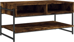 vidaXL - Salontafel - 90x50x45 - cm - bewerkt - hout - gerookt - eikenkleurig
