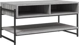 vidaXL - Salontafel - 90x50x45 - cm - bewerkt - hout - grijs - sonoma