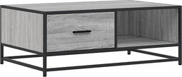vidaXL - Salontafel - 90x57x35 - cm - bewerkt - hout - en - metaal - grijs - sonoma
