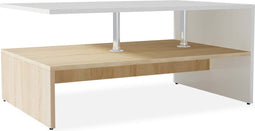 vidaXL - Salontafel - 90x59x42 - cm - bewerkt - hout - eikenkleurig - en - wit