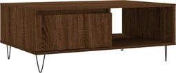 vidaXL - Salontafel - 90x60x35 - cm - bewerkt - hout - bruin - eikenkleur