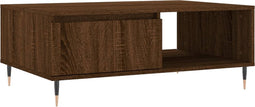 vidaXL - Salontafel - 90x60x35 - cm - bewerkt - hout - bruin - eikenkleur