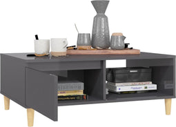 vidaXL - Salontafel - 90x60x35 - cm - bewerkt - hout - hoogglans - grijs