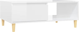 vidaXL - Salontafel - 90x60x35 - cm - bewerkt - hout - hoogglans - wit