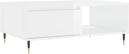 vidaXL - Salontafel - 90x60x35 - cm - bewerkt - hout - hoogglans - wit
