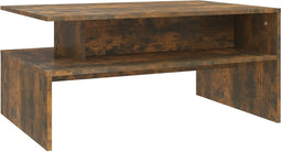 vidaXL - Salontafel - 90x60x42,5 - cm - bewerkt - hout - gerookt - eikenkleurig