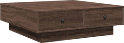 vidaXL - Salontafel - 90x90x28 - cm - bewerkt - hout - bruin - eikenkleur