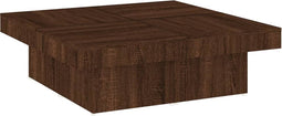 vidaXL - Salontafel - 90x90x28 - cm - bewerkt - hout - bruin - eikenkleur