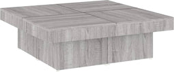 vidaXL - Salontafel - 90x90x28 - cm - bewerkt - hout - grijs - sonoma - eikenkleurig
