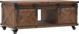 vidaXL - Salontafel - 91x51x38 - cm - massief - vurenhout - bruin